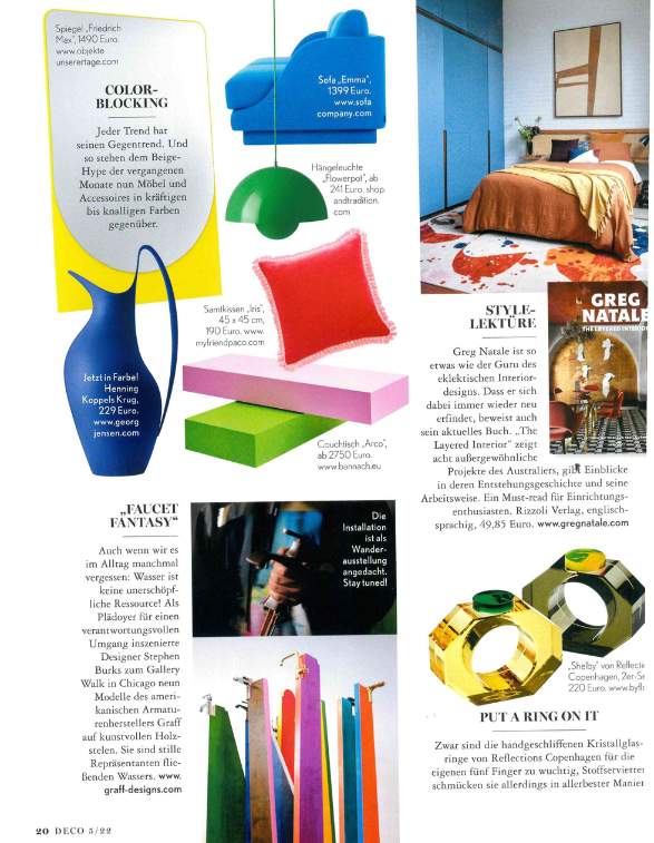 GRAFF x Stephen Burks Faucet Fantasy feature in Deco Home Magazine 2022